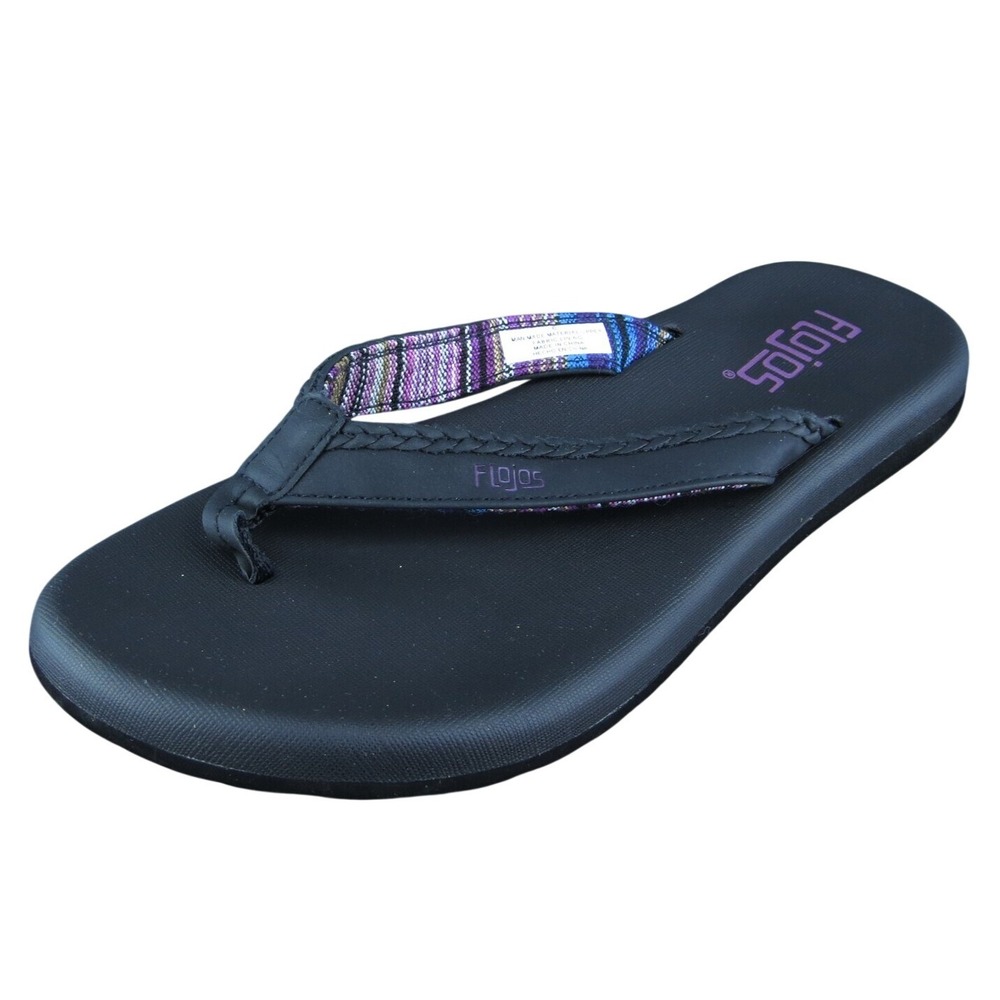 Flojos Women Flip Flop Sandal Shoes Black Synthetic Size 6 Medium
